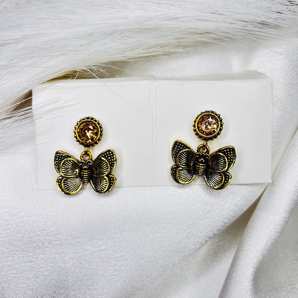 Golden Butterfly Stud Earrings